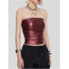 image:imageSOLY HUX Womens Faux Leather Strapless Crop Tube Tops Going Out Bandeau Shirts Rave Concert OutfitSolid Red