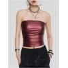 image:imageSOLY HUX Womens Faux Leather Strapless Crop Tube Tops Going Out Bandeau Shirts Rave Concert OutfitSolid Red