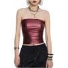 image:imageSOLY HUX Womens Faux Leather Strapless Crop Tube Tops Going Out Bandeau Shirts Rave Concert OutfitSolid Red