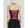 image:imageSOLY HUX Womens Faux Leather Strapless Crop Tube Tops Going Out Bandeau Shirts Rave Concert OutfitSolid Red