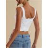 image:imageSOLY HUX Womens Floral Embroidered Crop Tops Lace V Neck Asymmetrical Going Out Tank TopPlain White