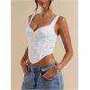 image:imageSOLY HUX Womens Floral Embroidered Crop Tops Lace V Neck Asymmetrical Going Out Tank TopPlain White