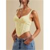 image:imageSOLY HUX Womens Floral Embroidered Crop Tops Lace V Neck Asymmetrical Going Out Tank TopPure Yellow
