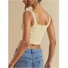 image:imageSOLY HUX Womens Floral Embroidered Crop Tops Lace V Neck Asymmetrical Going Out Tank TopPure Yellow