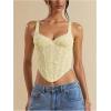 image:imageSOLY HUX Womens Floral Embroidered Crop Tops Lace V Neck Asymmetrical Going Out Tank TopPure Yellow