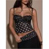 image:imageSOLY HUX Womens Floral Lace Trim Camisole Spaghetti Strap Fitted Shirt Top Summer Crop Cami TopsBlack and White