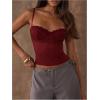 image:imageSOLY HUX Womens Floral Lace Trim Camisole Spaghetti Strap Fitted Shirt Top Summer Crop Cami TopsPure Burgundy