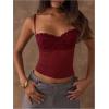 image:imageSOLY HUX Womens Floral Lace Trim Camisole Spaghetti Strap Fitted Shirt Top Summer Crop Cami TopsPure Burgundy