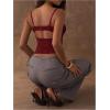 image:imageSOLY HUX Womens Floral Lace Trim Camisole Spaghetti Strap Fitted Shirt Top Summer Crop Cami TopsPure Burgundy