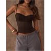 image:imageSOLY HUX Womens Floral Lace Trim Camisole Spaghetti Strap Fitted Shirt Top Summer Crop Cami TopsPure Coffee Brown