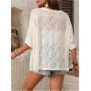 image:imageSOLY HUX Womens Floral Mesh Tops Short Sleeve Crew Neck See Through T Shirts Vacation Festival OutfitPlain Beige