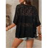 image:imageSOLY HUX Womens Floral Mesh Tops Short Sleeve Crew Neck See Through T Shirts Vacation Festival OutfitPlain Black