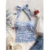 image:imageSOLY HUX Womens Floral Print Halter Neck Crop Tops Tie Backless Fitted Tank Shirts Summer Vacation ClothesBlue and White