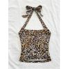 image:imageSOLY HUX Womens Floral Print Halter Neck Crop Tops Tie Backless Fitted Tank Shirts Summer Vacation ClothesLeopard Print