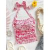 image:imageSOLY HUX Womens Floral Print Halter Neck Crop Tops Tie Backless Fitted Tank Shirts Summer Vacation ClothesPink and White