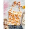 image:imageSOLY HUX Womens Floral Print Halter Neck Crop Tops Tie Backless Fitted Tank Shirts Summer Vacation ClothesYellow Floral
