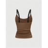 image:imageSOLY HUX Womens Grunge Studded Scoop Neck Tank Top Summer Sleeveless Ribbed Knit Party Tops StreetwearPure Brown
