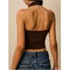 image:imageSOLY HUX Womens Halter Crop Top Cowl Neck Open Back Fitted Tank Shirts Summer Going Out OutfitsCoffee Brown