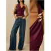 image:imageSOLY HUX Womens Halter Crop Top Cowl Neck Open Back Fitted Tank Shirts Summer Going Out OutfitsPure Burgundy
