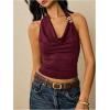 image:imageSOLY HUX Womens Halter Crop Top Cowl Neck Open Back Fitted Tank Shirts Summer Going Out OutfitsPure Burgundy