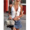 image:imageSOLY HUX Womens Halter Tops Sexy Deep V Neck Bow Tie Front Backless Sleeveless Going Out Tank TopPlain White