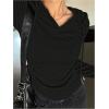 image:imageSOLY HUX Womens Hooded T Shirt Drawstring Long Sleeve Ribbed Knit Ruched Tee Fall TopsPlain Black
