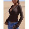 image:imageSOLY HUX Womens Lace Long Sleeve Tops Deep V Neck Tight T Shirts Going Out OutfitsPure Coffee Brown