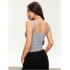 image:imageSOLY HUX Womens Lace Trim Square Neck Crop Camisole Sleeveless Ribbed Knit Fitted Cami TopsLight Grey