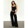 image:imageSOLY HUX Womens Lace Trim Square Neck Crop Camisole Sleeveless Ribbed Knit Fitted Cami TopsSolid Black