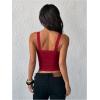 image:imageSOLY HUX Womens Lace Trim Square Neck Crop Camisole Sleeveless Ribbed Knit Fitted Cami TopsSolid Burgundy