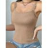 image:imageSOLY HUX Womens Lace Trim Square Neck Crop Camisole Sleeveless Ribbed Knit Fitted Cami TopsSolid Khaki