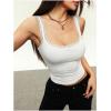 image:imageSOLY HUX Womens Lace Trim Square Neck Crop Camisole Sleeveless Ribbed Knit Fitted Cami TopsSolid White