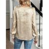 image:imageSOLY HUX Womens Lantern Long Sleeve Blouse Crew Neck Shirred Dressy Casual Business Work Shirt TopsPure Gold