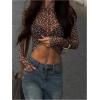 image:imageSOLY HUX Womens Leopard Mesh T Shirt Y2k Cheetah Print Sheer Crewneck Long Sleeve Going Out Crop TopsBrown Leopard