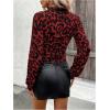 image:imageSOLY HUX Womens Leopard Print Lace Tops Long Sleeve T Shirt V Neck Bishop TeeBurgundy Leopard