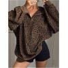 image:imageSOLY HUX Womens Leopard Sweatshirt Half Zip Collar Drop Shoulder Long Sleeve Cheetah Print Oversized Pullover TopsBrown Leopard