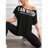 image:imageSOLY HUX Womens Letter Graphic Workout Tops Off The Shoulder Short Sleeve Athletic Shirts Loose Yoga Gym T ShirtBlack Letter