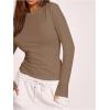 image:imageSOLY HUX Womens Long Sleeve T Shirt Crewneck Slim Fit Tee Casual Going Out TopsPure Coffee Brown