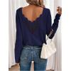 image:imageSOLY HUX Womens Long Sleeve T Shirts Lace Back Scoop Neck Tee Knitted Tops Fall ClothesDark Blue
