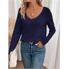 image:imageSOLY HUX Womens Long Sleeve T Shirts Lace Back Scoop Neck Tee Knitted Tops Fall ClothesDark Blue