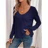 image:imageSOLY HUX Womens Long Sleeve T Shirts Lace Back Scoop Neck Tee Knitted Tops Fall ClothesDark Blue