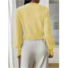 image:imageSOLY HUX Womens Long Sleeve V Neck Wrap Belted Sweater Elegant Office Knitted Crop Tops Fall OutfitsPlain Yellow
