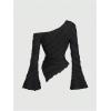 image:imageSOLY HUX Womens Off The Shoulder Long Sleeve Tops Y2K Going Out Crop Tees Asymmetrical Trendy T Shirts ClubwearPure Black