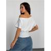 image:imageSOLY HUX Womens Off The Shoulder T Shirts Short Sleeve Asymmetrical Fitted Going Out Top StreetwearPure White