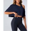 image:imageSOLY HUX Womens Off The Shoulder Tee Yoga Workout Crop Top Half Sleeve Asymmetrical Neck Activewear T ShirtPure Dark Blue
