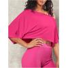 image:imageSOLY HUX Womens Off The Shoulder Tee Yoga Workout Crop Top Half Sleeve Asymmetrical Neck Activewear T ShirtPure Hotpink