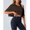 image:imageSOLY HUX Womens Off The Shoulder Tee Yoga Workout Crop Top Half Sleeve Asymmetrical Neck Activewear T ShirtPure Maroon