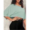 image:imageSOLY HUX Womens Off The Shoulder Tee Yoga Workout Crop Top Half Sleeve Asymmetrical Neck Activewear T ShirtSolid Mint Blue