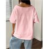 image:imageSOLY HUX Womens Off The Shoulder Tops Graphic Tees Jersey Shirts Number Print Baggy Oversized T ShirtsPink Number