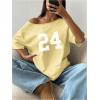 image:imageSOLY HUX Womens Off The Shoulder Tops Graphic Tees Jersey Shirts Number Print Baggy Oversized T ShirtsYellow Number